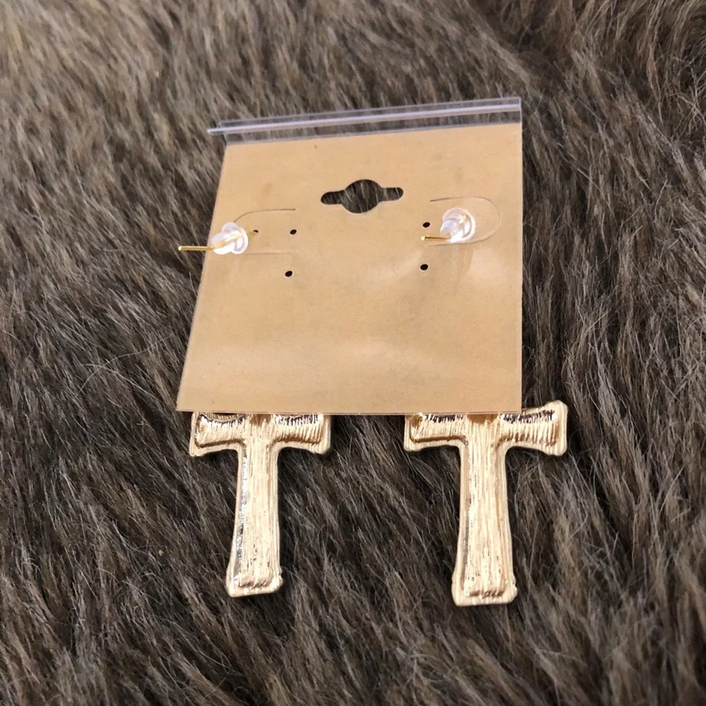 Vintage repurpose gold tone cross earrings
